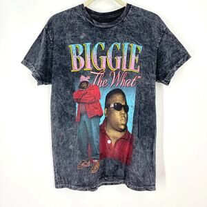 Biggie "The What" Graphic Band T-Shirt Gray Vintage Faded Tie Dye Small NWOT